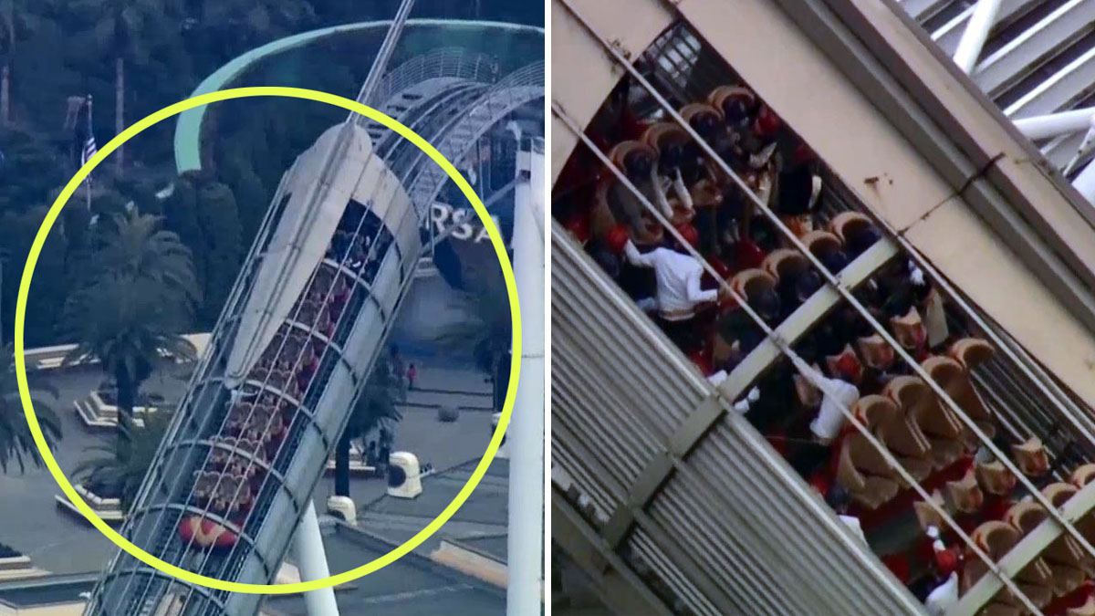 En video montaña rusa se atasca a 131 pies de altura Telemundo