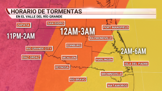 Foto de mapa con horario de tormentas.