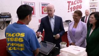 President Biden picks up lunch Thursday Oct. 13, 2022 at Tacos 1986 in Westwood Village.