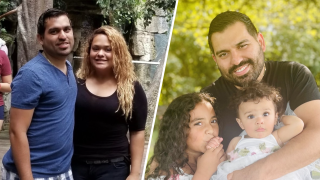 Roquez "Willy" Villalba-Jimenez in photos with his wife and two daughters.