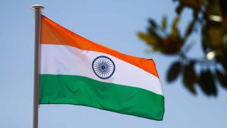 Foto de archivo de la bandera de India.