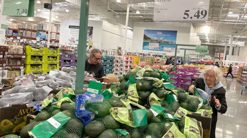NOVATO, CALIFORNIA – FEBRUARY 10: Customers shop for avocados at a Costco store on February 10, 2023 in Novato, California. Super Bowl fans are seeing lower prices of their favorite game day foods like chicken wings and guacamole. Avocados are an estimated 20 percent cheaper than last year and the price of chicken wings is down nearly one dollar per pound. (Photo by Justin Sullivan/Getty Images)