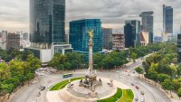 A square photograph of the Angel of Independence in Mexico City.