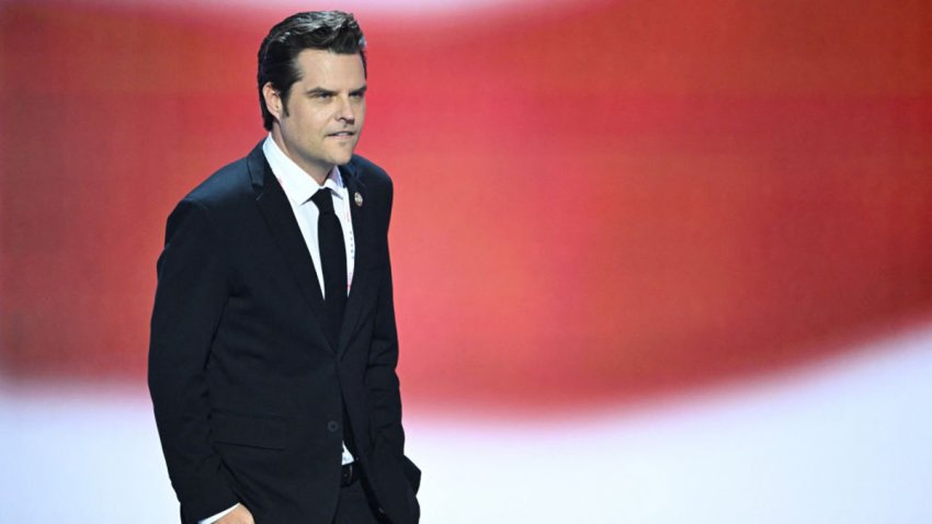 US Representative Matt Gaetz (R-FL) arrives onstage for a sound check on the second day of the 2024 Republican National Convention at the Fiserv Forum in Milwaukee, Wisconsin, July 16, 2024. Days after he survived an assassination attempt Donald Trump won formal nomination as the Republican presidential candidate and picked right-wing loyalist J.D. Vance for running mate, kicking off a triumphalist party convention in the wake of last weekend’s failed assassination attempt. (Photo by ANDREW CABALLERO-REYNOLDS / AFP) (Photo by ANDREW CABALLERO-REYNOLDS/AFP via Getty Images)