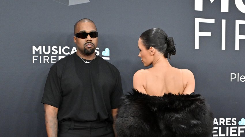 LOS ANGELES, CALIFORNIA – FEBRUARY 02: (FOR EDITORIAL USE ONLY) (EDITOR’S NOTE: Image contains nudity) Kanye West and Bianca Censori attend the 67th GRAMMY Awards at Crypto.com Arena on February 02, 2025 in Los Angeles, California. (Photo by Axelle/Bauer-Griffin/FilmMagic)