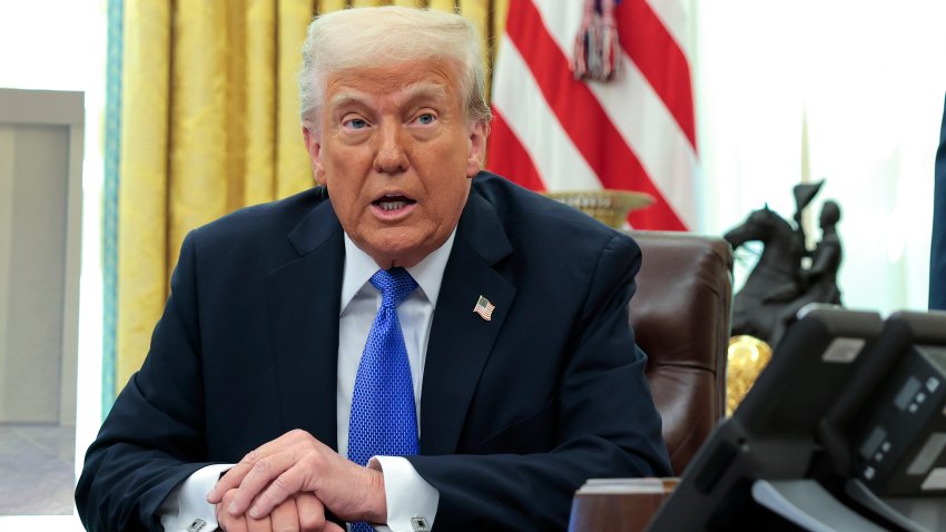 File. President Donald Trump delivers remarks in the Oval Office of the White House on March 21, 2025 in Washington, DC. Trump announced the Next Generation of Air Dominance (NGDA) program, the F-47, the sixth-generation high-tech Air Force fighter to succeed the F-22 Raptor.