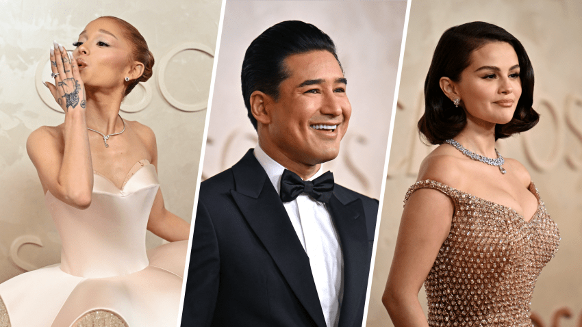 Ariana Grande, Mario Lopez y Selena Gomez en la alfombra roja de los Oscars.