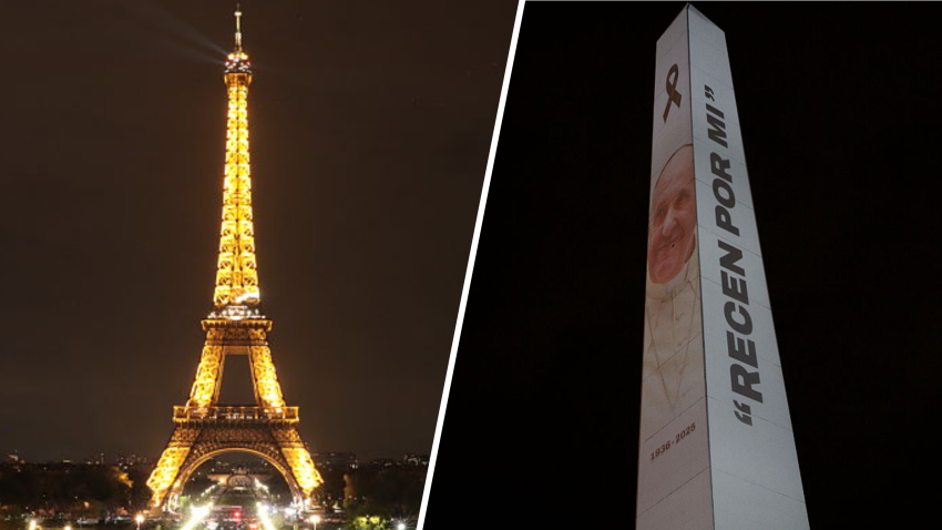 En video: la torre Eiffel y el obelisco en Argentina rinden homenaje al Papa