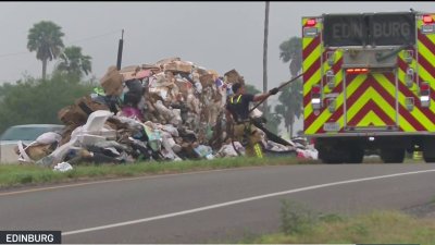 Camión de la basura tira su carga porque se incendió