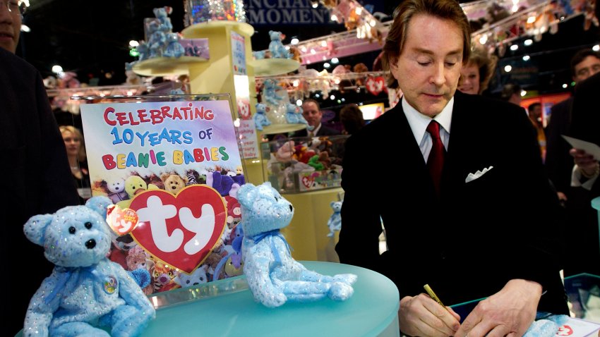 NEW YORK – FEBRUARY 16:  Ty Warner, creator of Beanie Babies toys, signs autographs in a rare appearance to celebrate the 10th anniversary of the Beanie Babies toy line at the American International Toy Fair February 16, 2003 at the Jacob K. Javits Convention Center in New York City.  The Toy Fair, a New York institution in February for 100 years, continues through February 20.   (Photo by Chris Hondros/Getty Images)