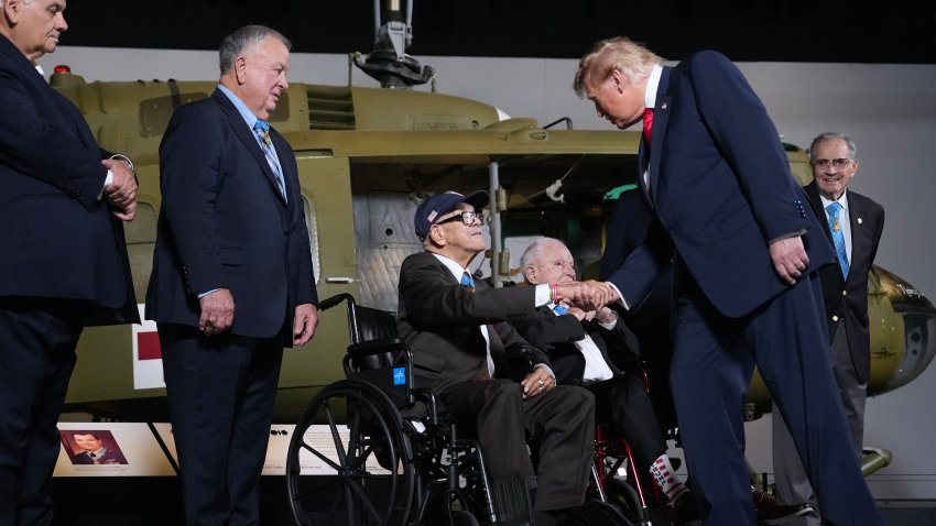 ARLINGTON, TEXAS – SEPTEMBER 10: U.S. President Donald Trump speaks during an event at the National Medal of Honor Museum on September 10, 2026 in Arlington, Texas. Trump honored Medal of Honor recipients at the event while in Texas for the Republican National Committee’s first-ever midterm convention.  (Photo by Andrew Harnik/Getty Images)